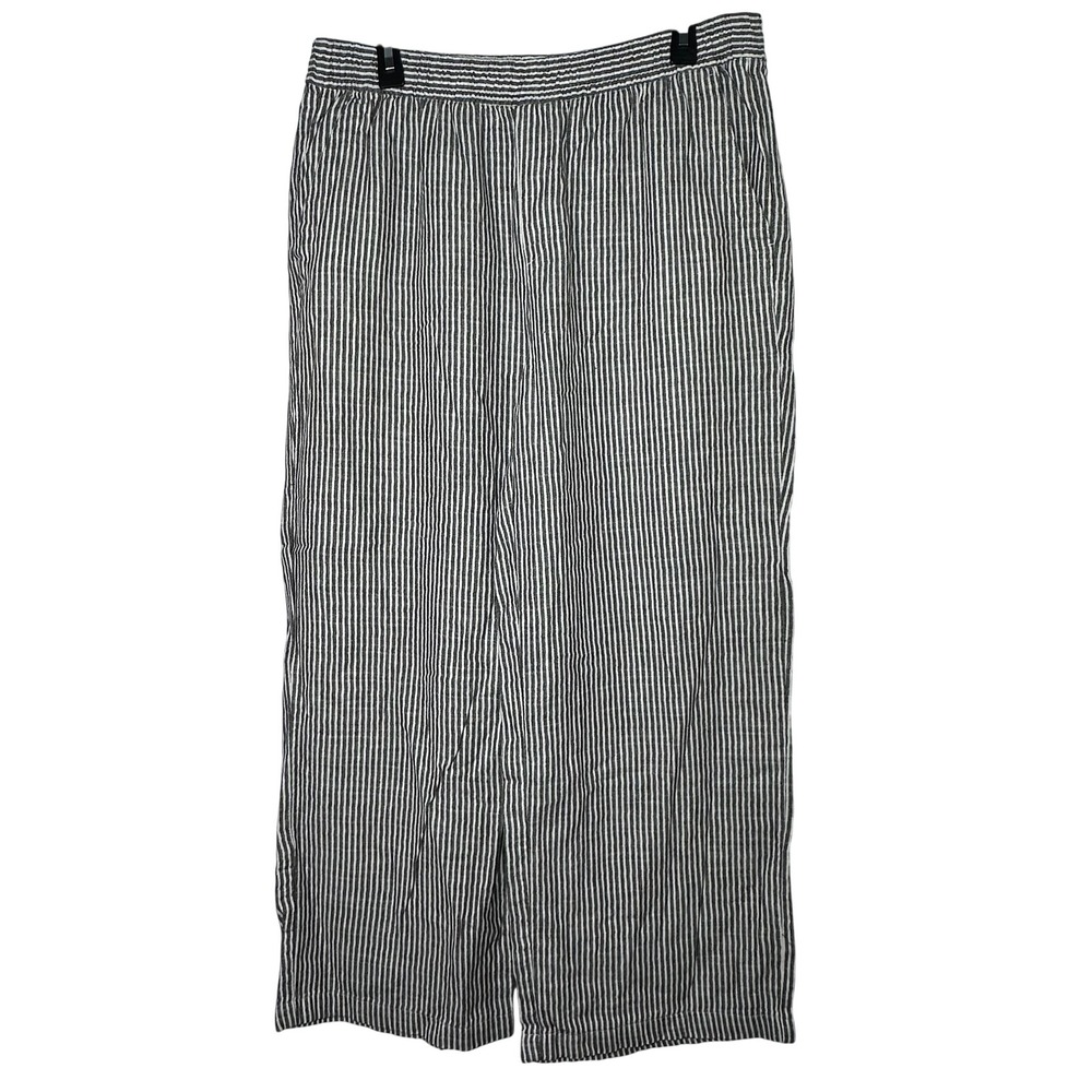 Old Navy Womens Large Striped Linen Blend Wide Leg High Rise Drawstring Pants